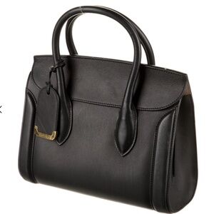 Alexander McQueen Black Leather Top Handle Bag w Gold-Tone Hardware